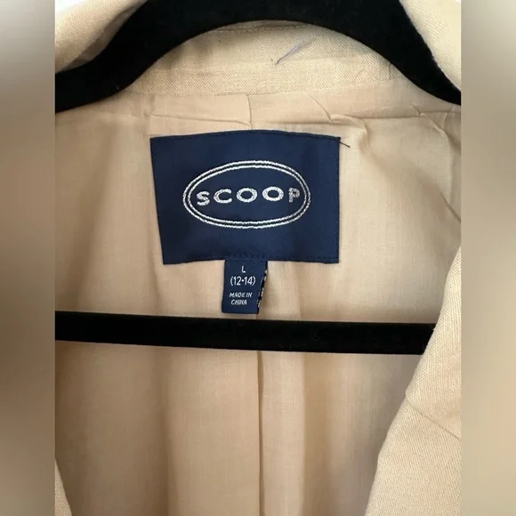 Scoop Size L Linen Blend Tan Boxy Fit Blazer - Picture 2 of 11